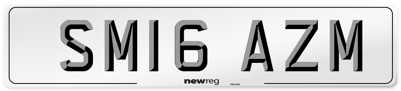 SM16 AZM Number Plate from New Reg